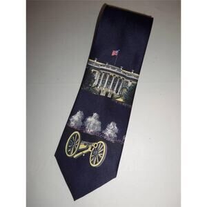 Rene Chagal Italian Design Tie White House Cannon Flag USA -0215T20